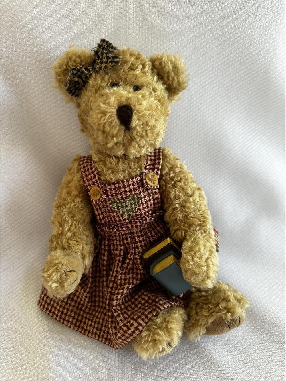 Avon Canada Plush Teddy Bear in Gingham Dress with Language Tags